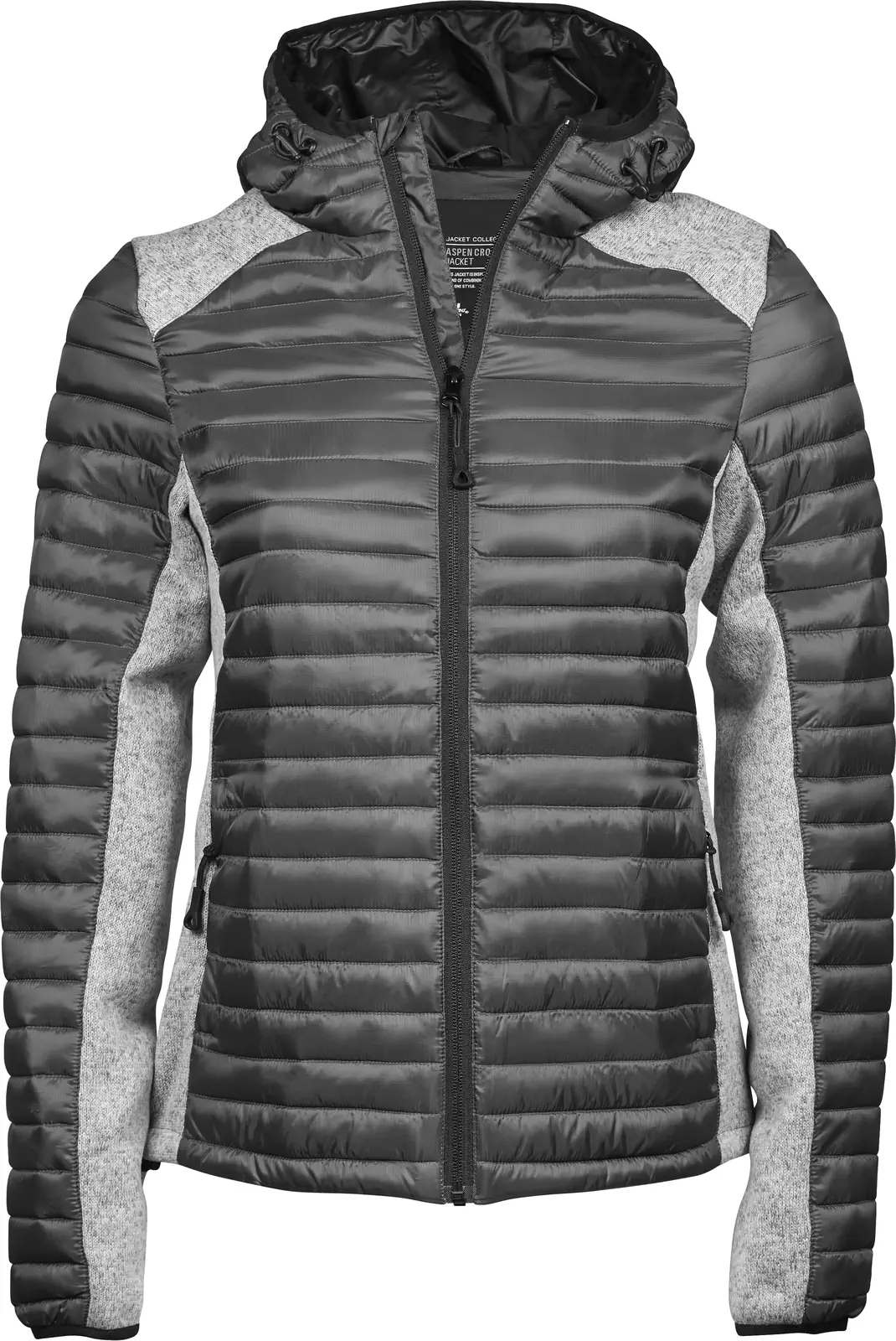 tee-jays-9611-womens-hooded-outdoor-crossover-jacket-spacegrey-greymelange-front-1 Tee Jays Ladies` Hooded Outdoor Crossover Jacket