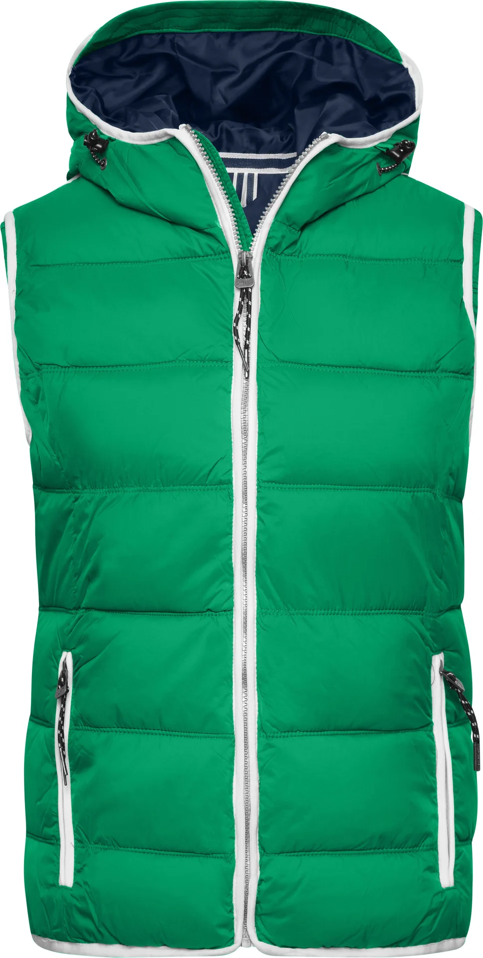 jn1075-ladies-maritime-vest-irishgreen-white-front-3 James & Nicholson Ladies Maritime Vest