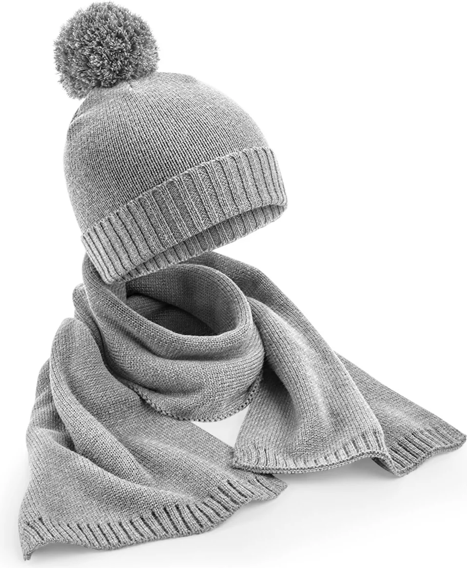 Beechfield Knitted Scarf and Beanie Gift Set