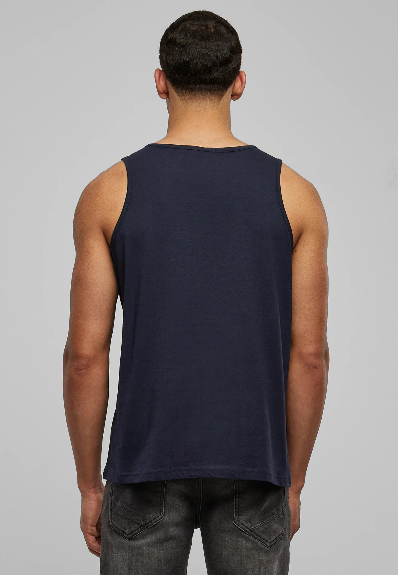 BYB-BB011-basic-tank-navy-model-2 Build Your Brand Basic Tank