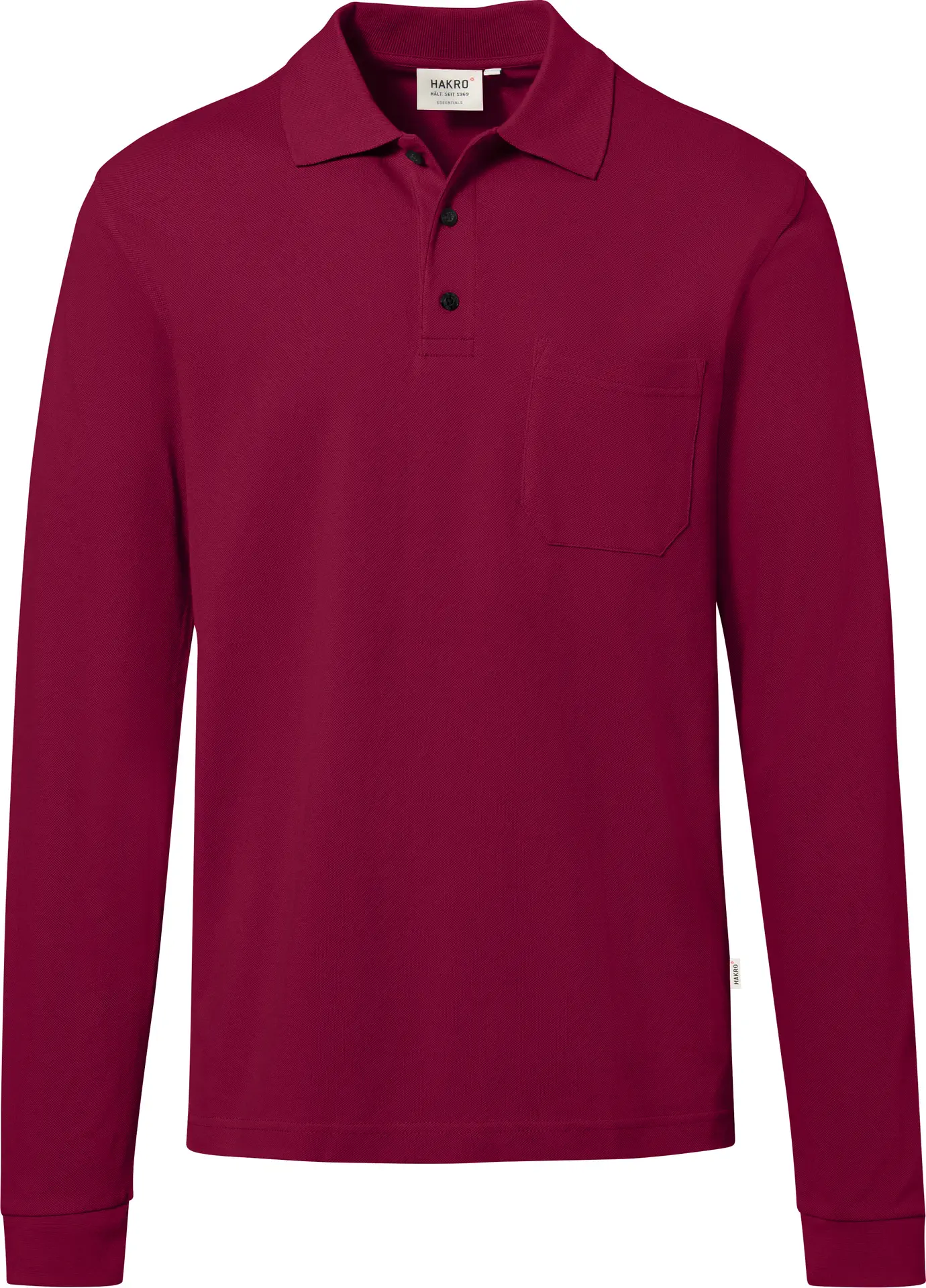 hakro-817-pocket-longsleeve-polo-mikralinar-eco-weinrot-front-1 HAKRO Pocket-Longsleeve-Polo 817 MIKRALINAR® ECO