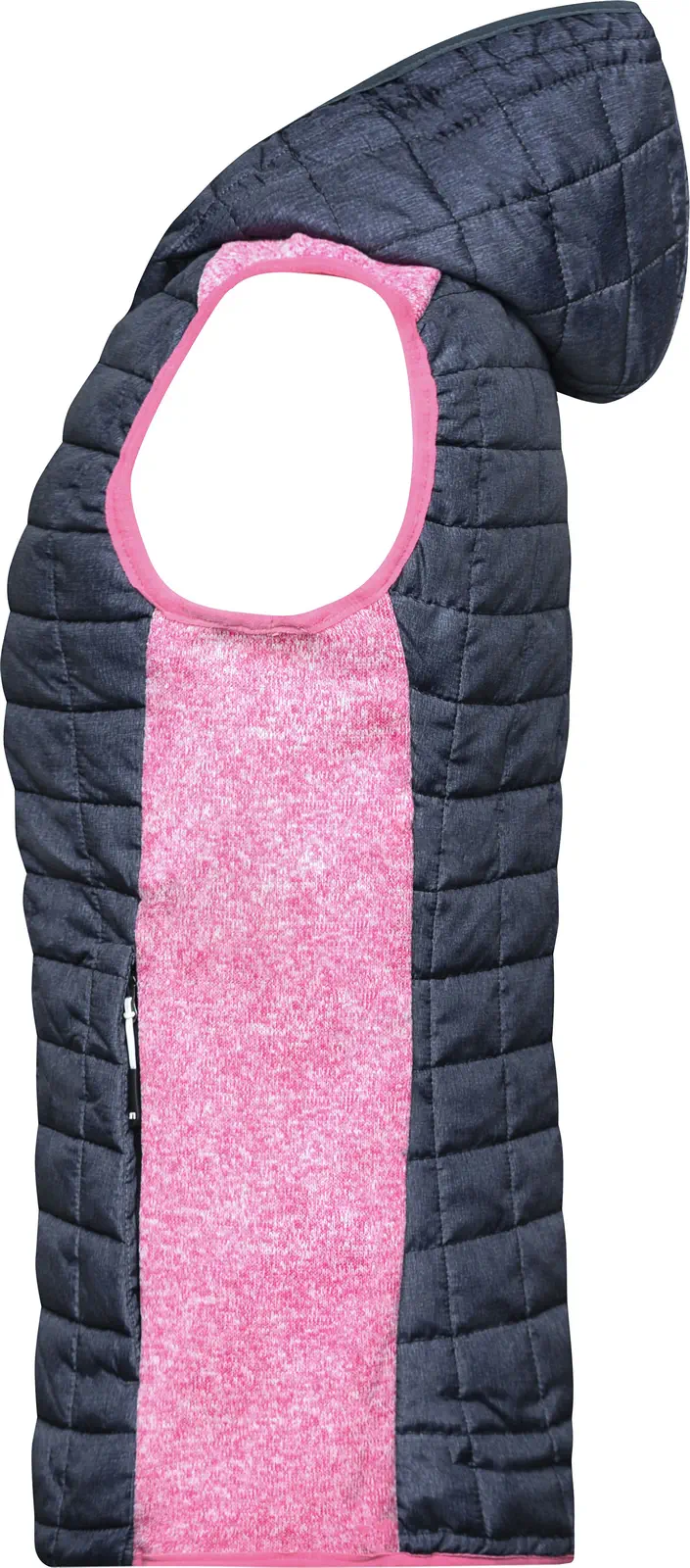jn767-ladies-knitted-hybrid-vest-pinkmelange-anthracitemelange-left-4 James & Nicholson Ladies Knitted Hybrid Vest