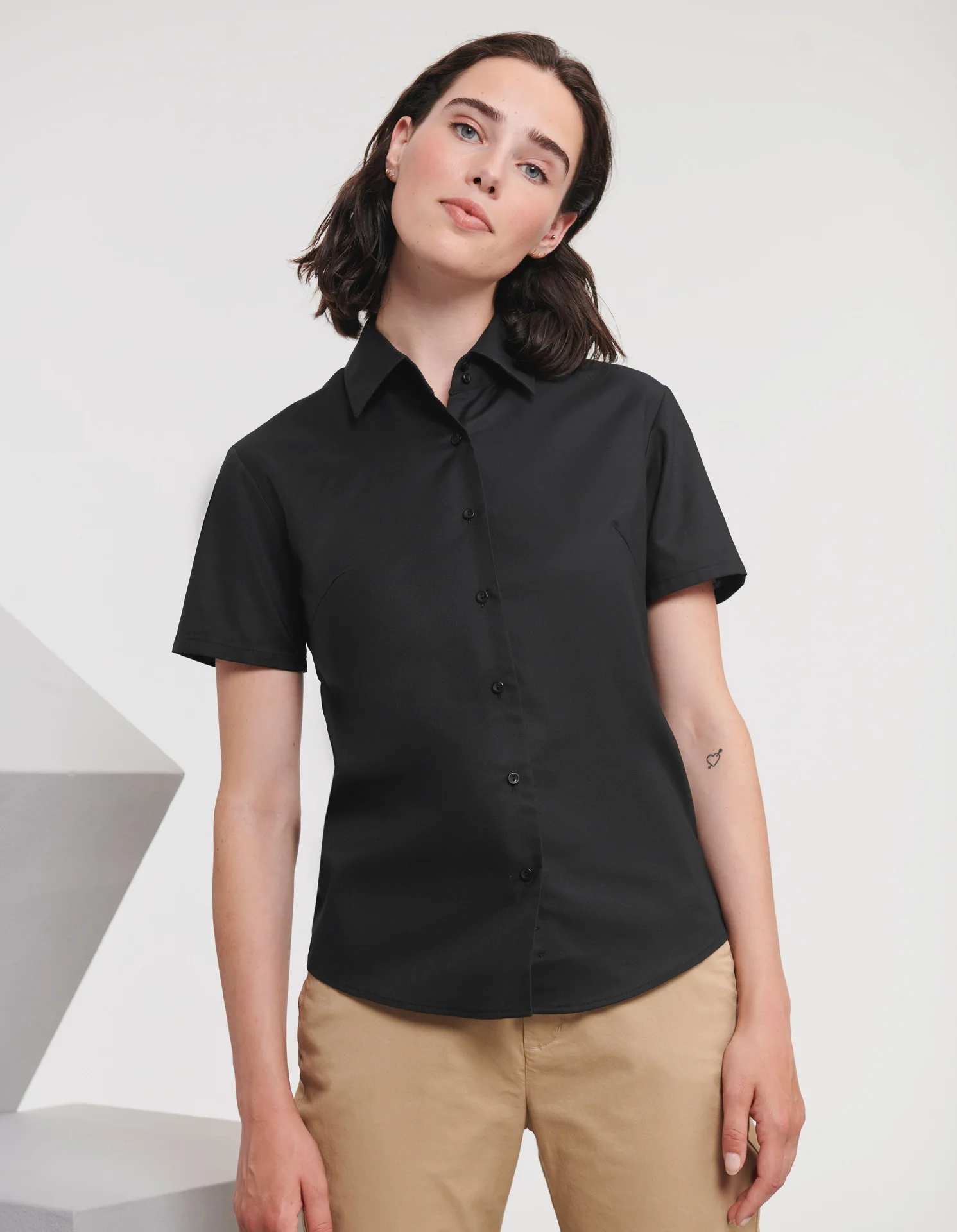 Russell Ladies Short Sleeve Easy Care Oxford Shirt