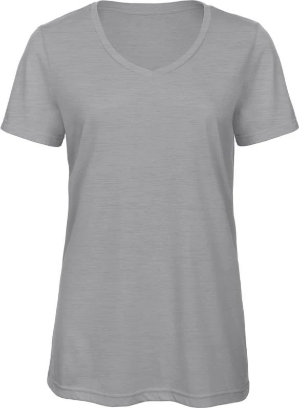 bc-tw058-triblend-women-v-t-shirt-heather-light-grey-front-1 B&C V-Neck Triblend T-Shirt Women