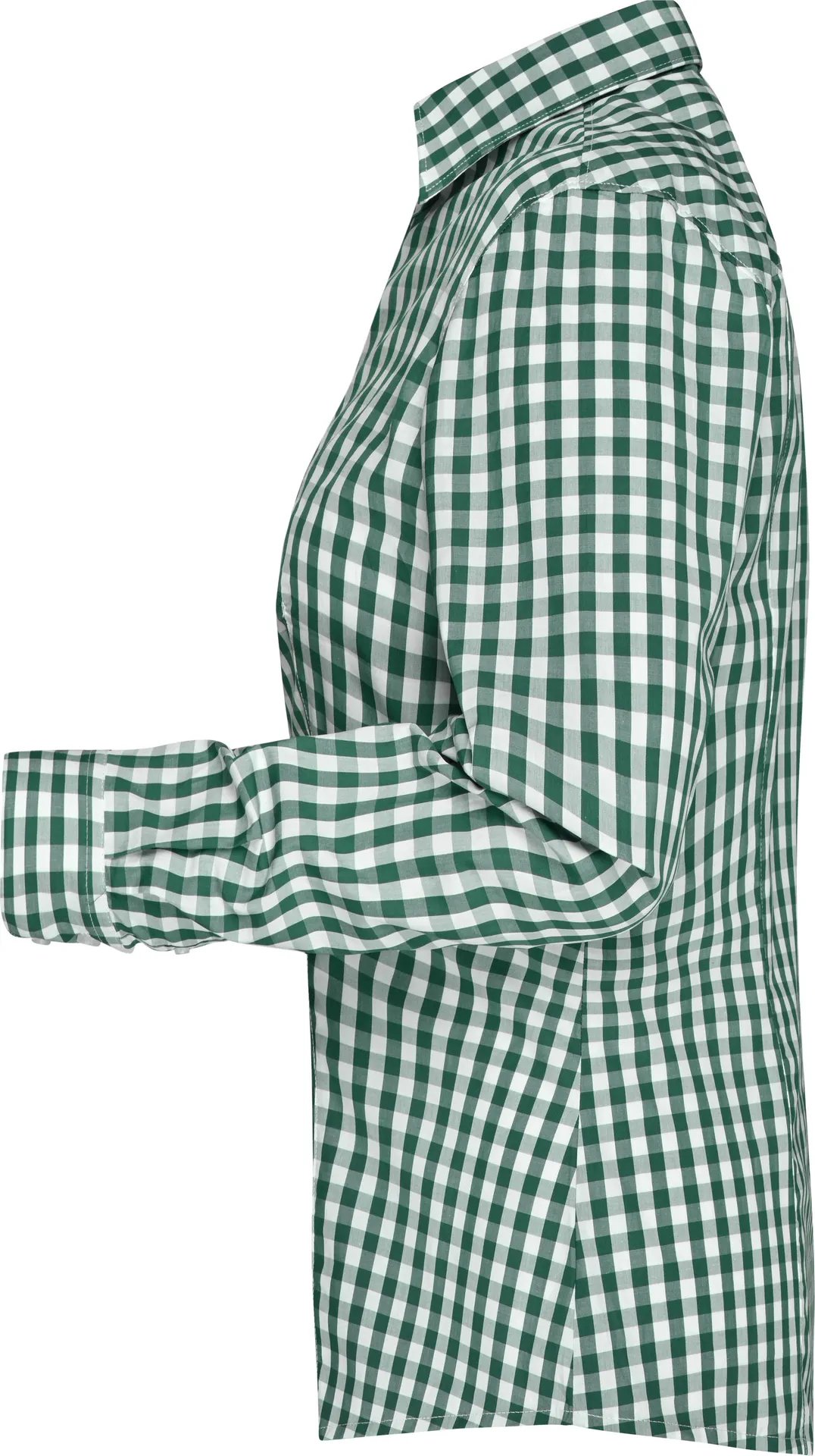 jn616-ladies-checked-blouse-forestgreen-white-left-4 James & Nicholson Ladies Checked Blouse