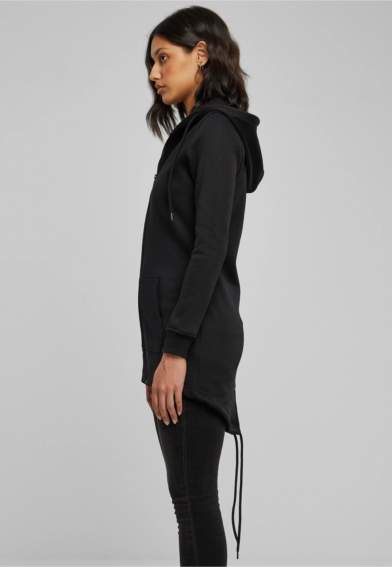 BYB-BY148-ladies-sweat-parka-black-model-1 Build Your Brand Ladies Sweat Parka