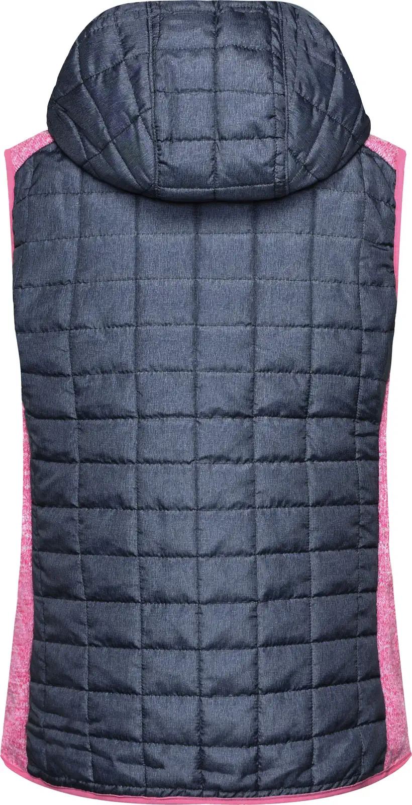 jn767-ladies-knitted-hybrid-vest-pinkmelange-anthracitemelange-back-5 James & Nicholson Ladies Knitted Hybrid Vest