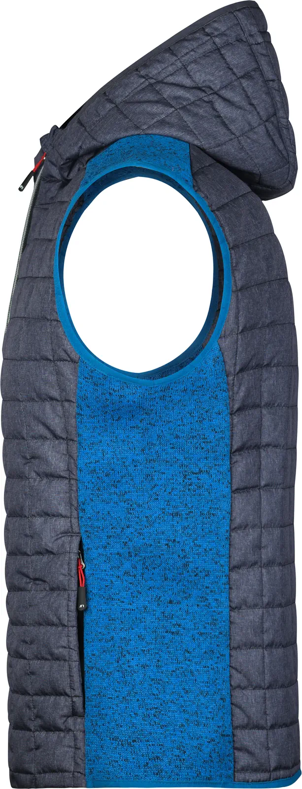jn768-mens-knitted-hybrid-vest-royalmelange-anthracitemelange-left-4 James & Nicholson Men's Knitted Hybrid Vest
