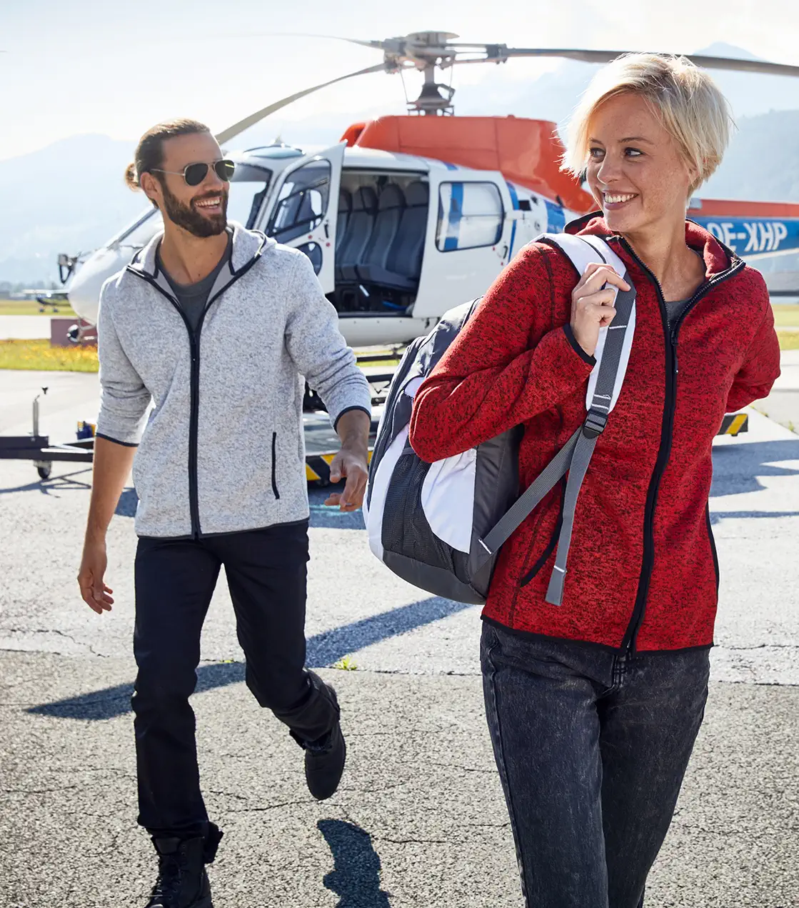 jn589-mens-knitted-fleece-hoody-model-2 James & Nicholson Men's Knitted Fleece Hoody