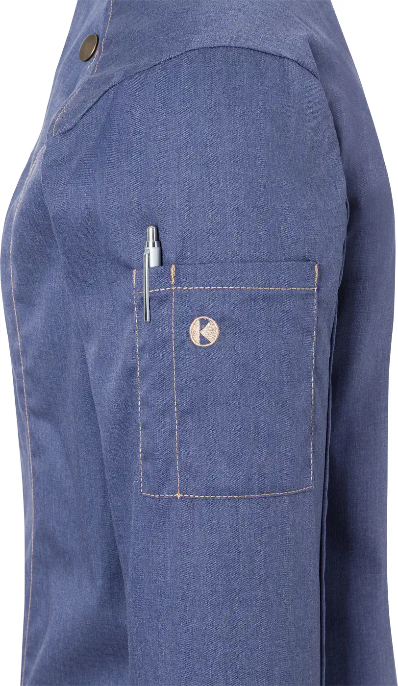 karlowsky-jf20-damen-kochjacke-jeans-style-vintageblue-detail-6 KARLOWSKY Damen Kochjacke Jeans-Style