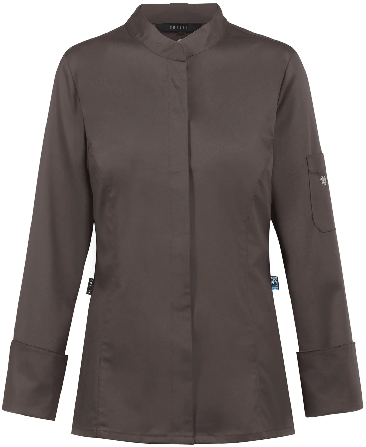 greiff-54001-damen-kochjack-rf_6220_taupe-front-2 GREIFF Damen Kochjacke mit verdeckten Druckknöpfen