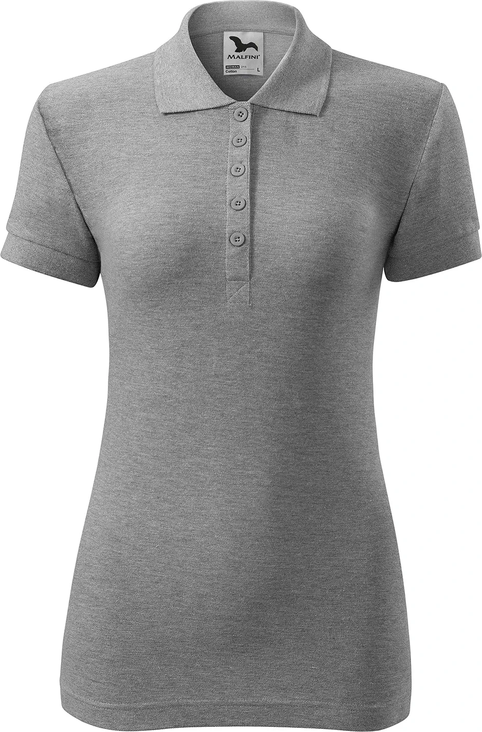 malfini-213-cotton-polohemd-damen-dunkelgrau-meliert-front-2 MALFINI Damen Polo Cotton 213