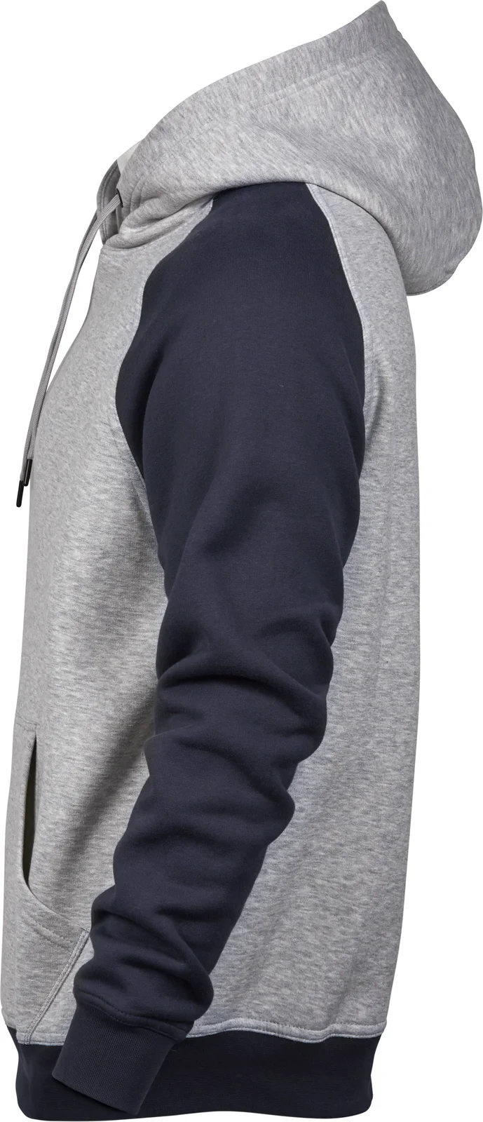 tee-jays-5432-two-tone-hooded-sweatshirt-heathergrey-navy-left-2 Tee Jays Two-Tone Hooded Sweatshirt