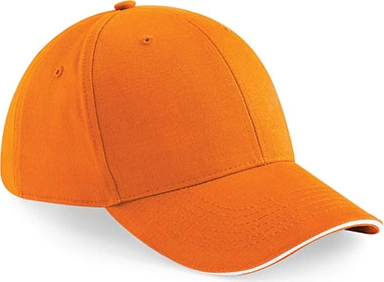 beechfield-b20-athleisure-6-panel-cap-orange-white-front-1 Beechfield Athleisure 6 Panel Cap