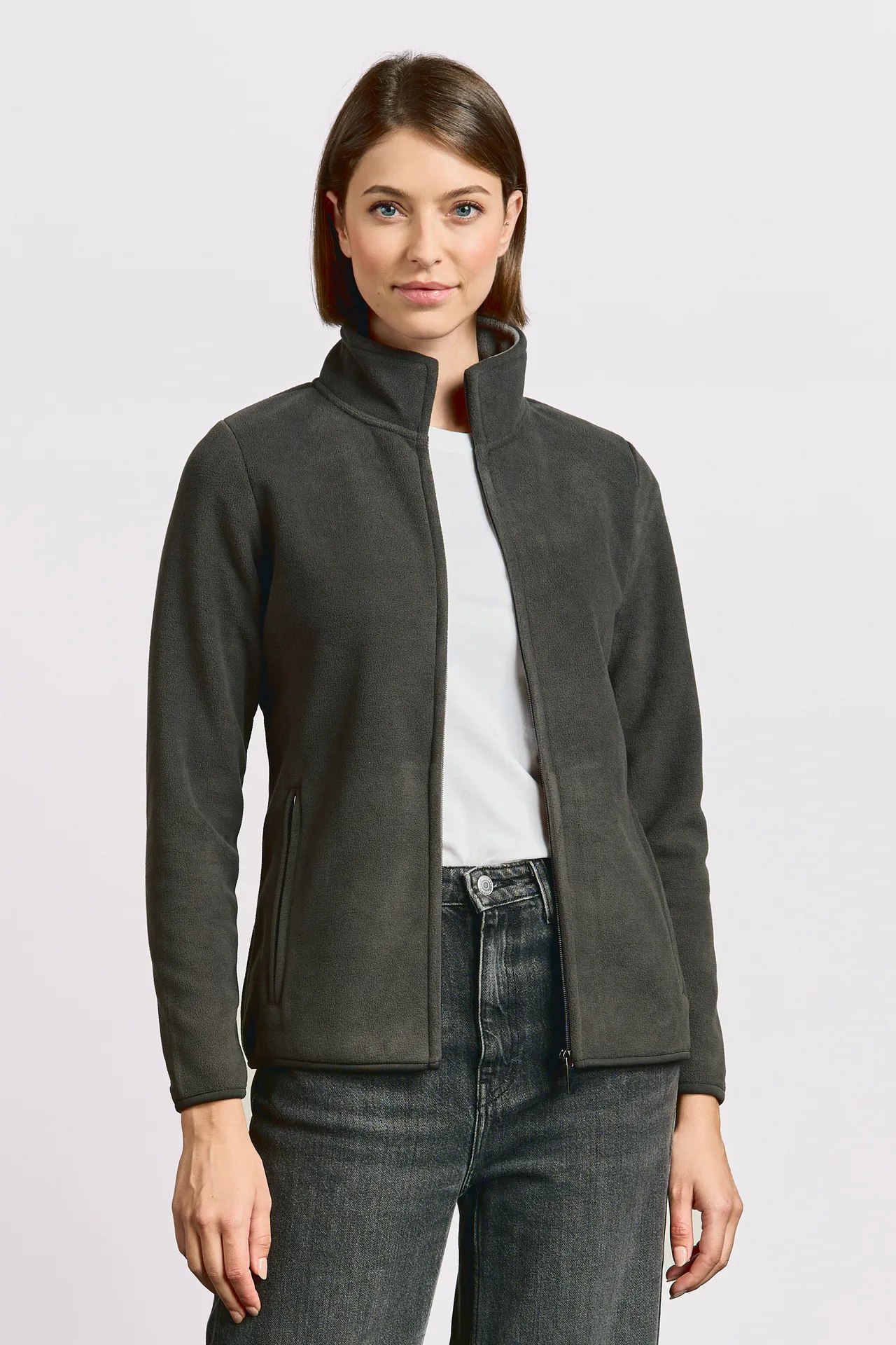 promodoro-7965-womens-double-fleece-jacket-charcoal-grey-model-0 Promodoro Women's Double Fleece Jacket