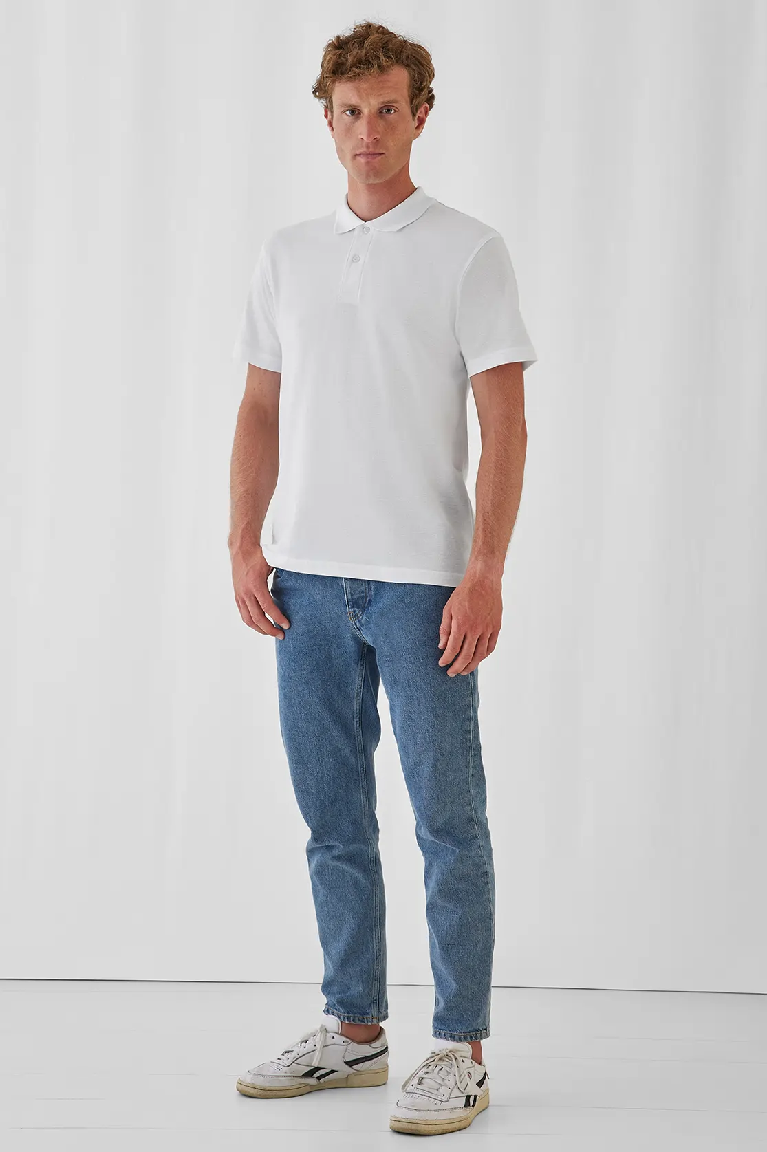 bc-pui10-id001-poloshirt -white-model-2 B&C Poloshirt ID.001