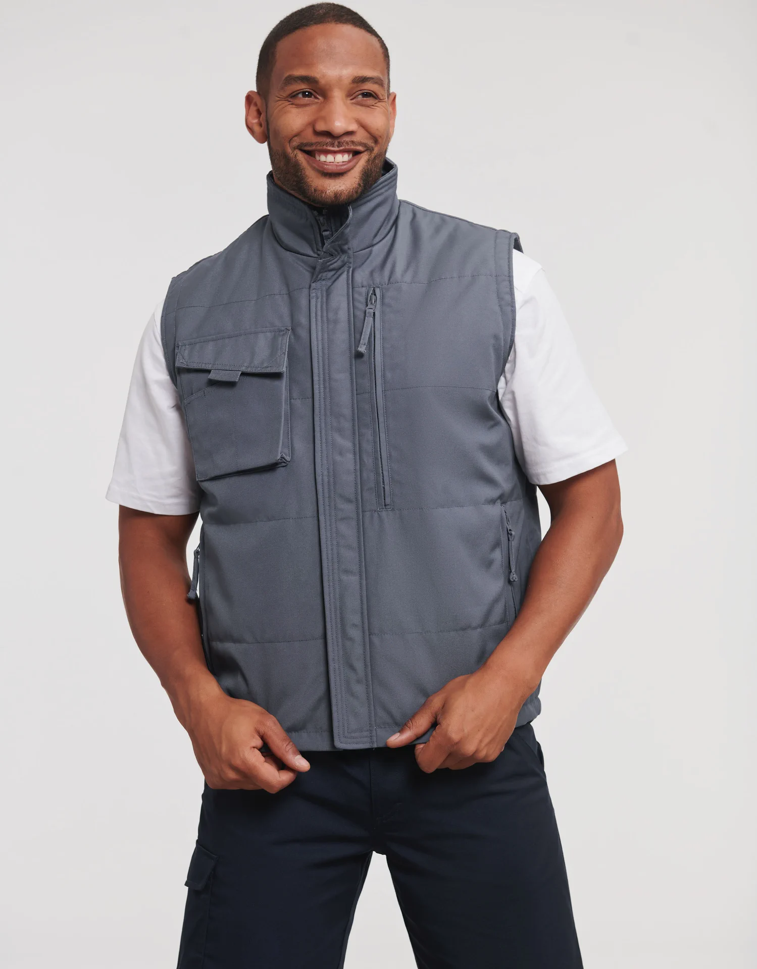 russell-r014m-adults-heavy-duty-gilet-convoygrey-model-1 Russell Heavy Duty Workwear Gilet