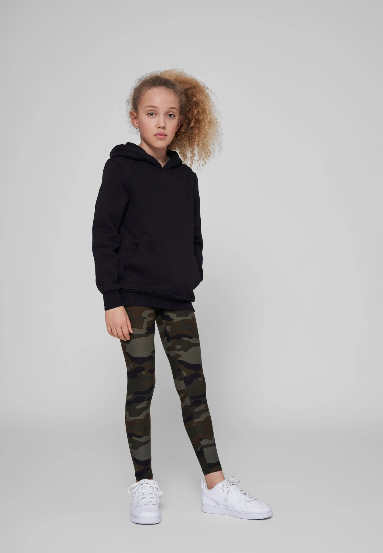 BYB-BY117-kids-basic-hoody-black-model-3 Build Your Brand Kids Basic Hoody