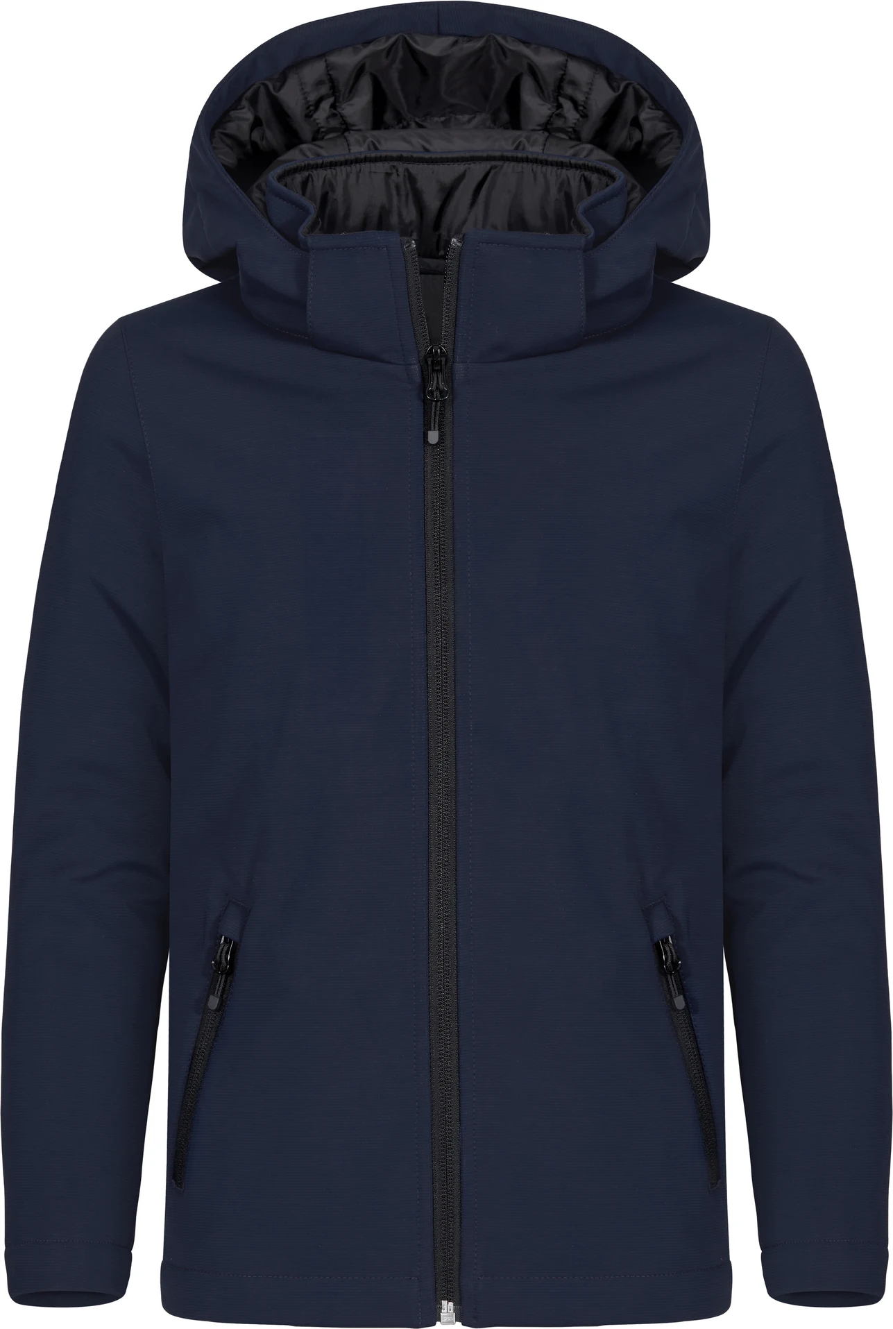 clique-0200906-padded-hooded-softshell-junior-darknavy-front-1 CLIQUE Kinder Kapuzen Softshelljacke