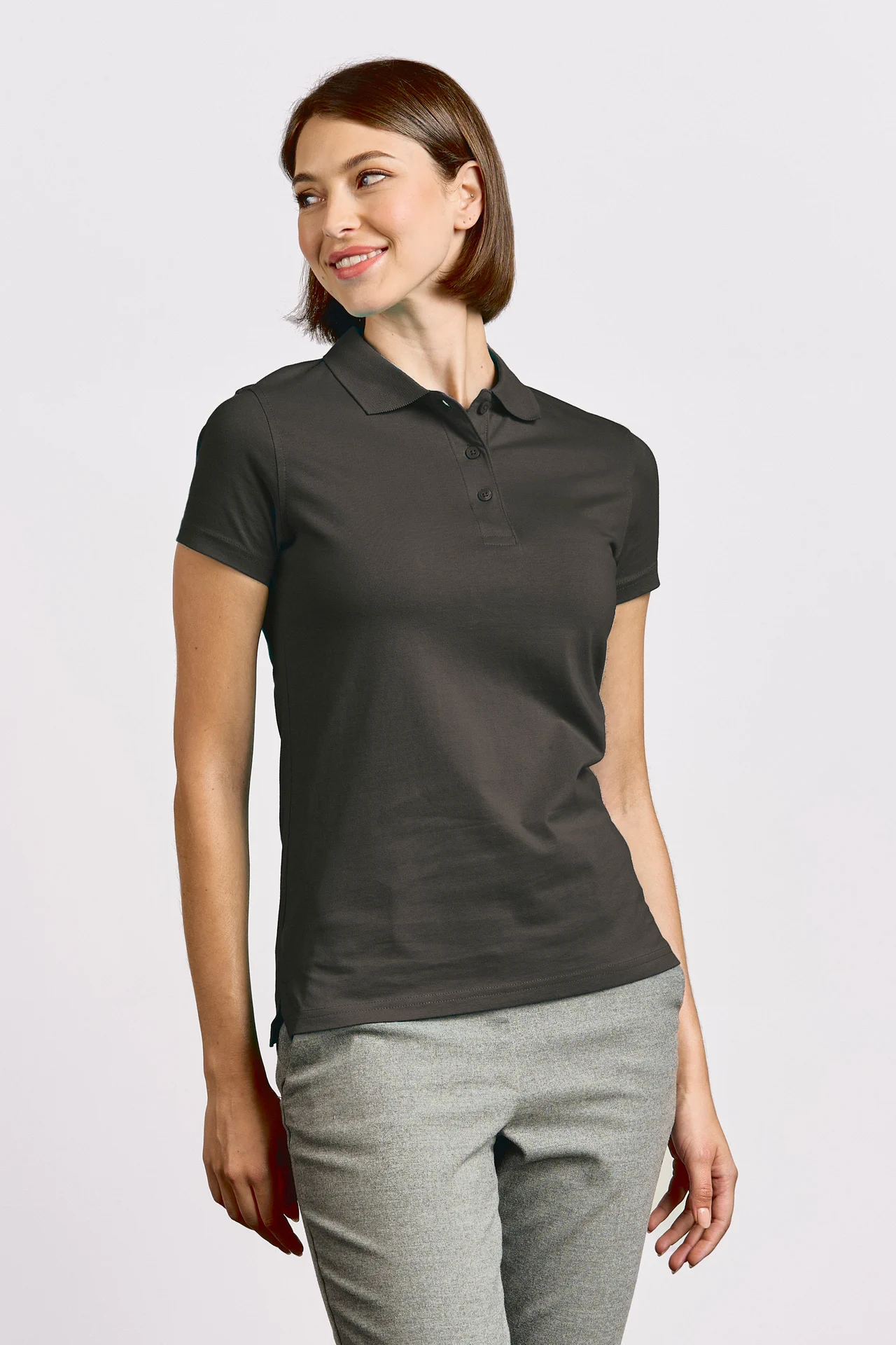 promodoro-4025-womens-jersey-polo-charcoal-model-0 Promodoro Women's Jersey Polo