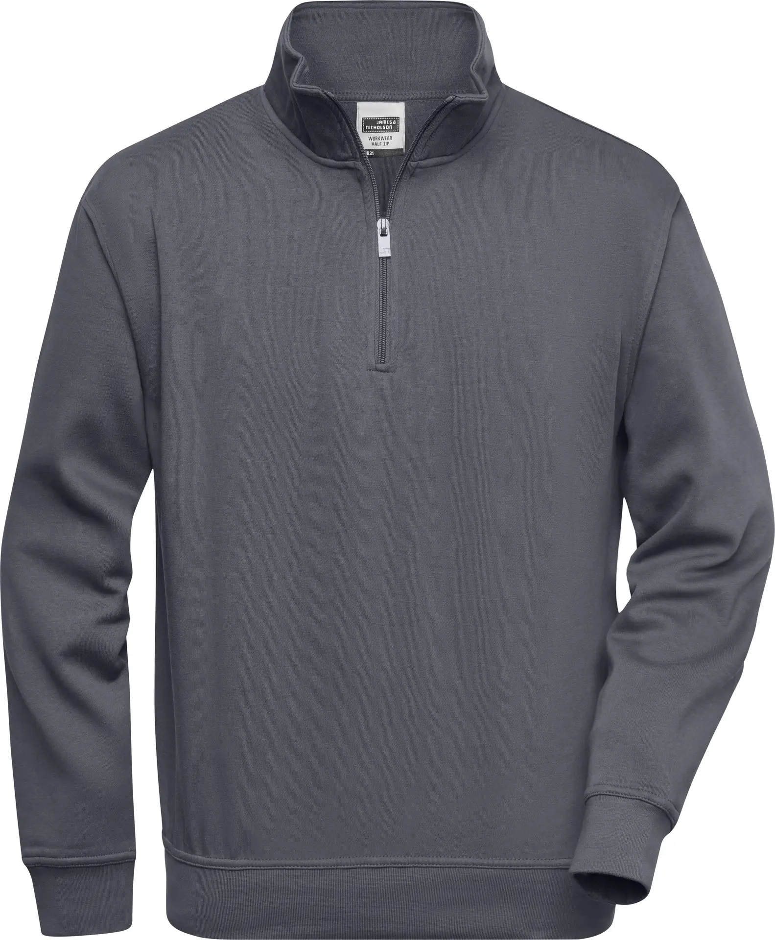 jn831-workwear-half-zip-sweatshirt-carbon-front-3 James & Nicholson Workwear Half Zip Sweat
