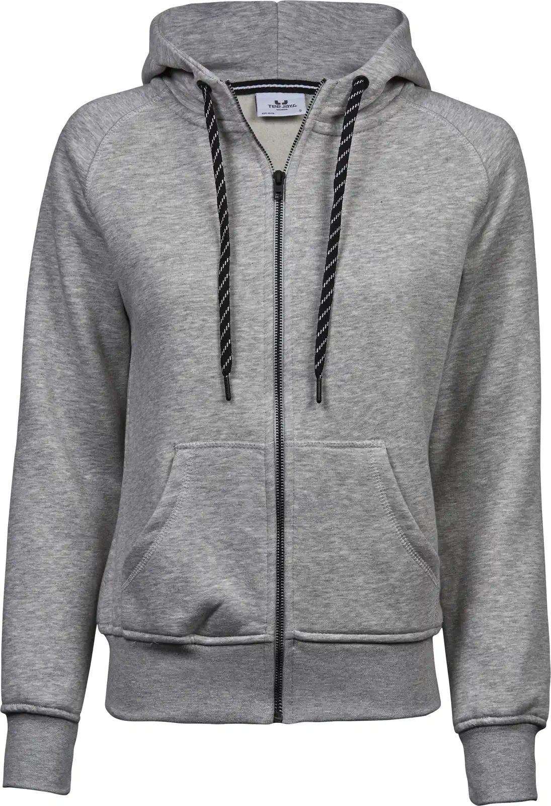 tee-jays-5436-womens-fashion-full-zip-hood-heathergrey-front-1 Tee Jays Ladies` Fashion Full Zip Hood