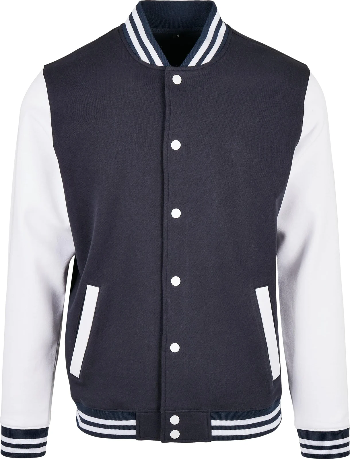 BYB-BB004-basic-college-jacket-navy-white-front-4 Build Your Brand Basic College Jacket