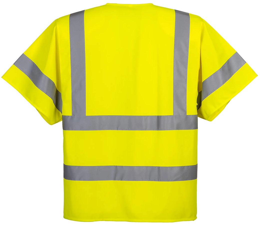 PORTWEST C372 Warnschutz Weste mit Schulterreflexband und Reißverschluss kurzarm