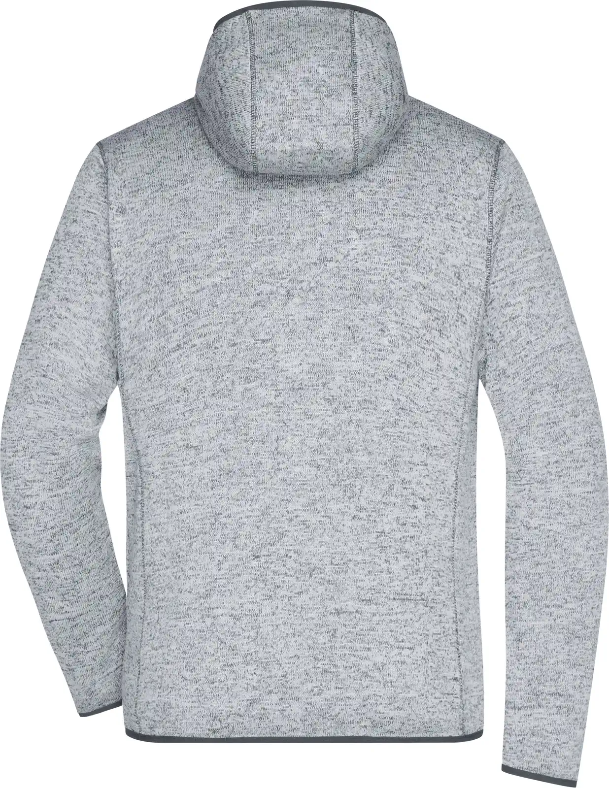 jn589-mens-knitted-fleece-hoody-lightmelange-carbon-back-5 James & Nicholson Men's Knitted Fleece Hoody