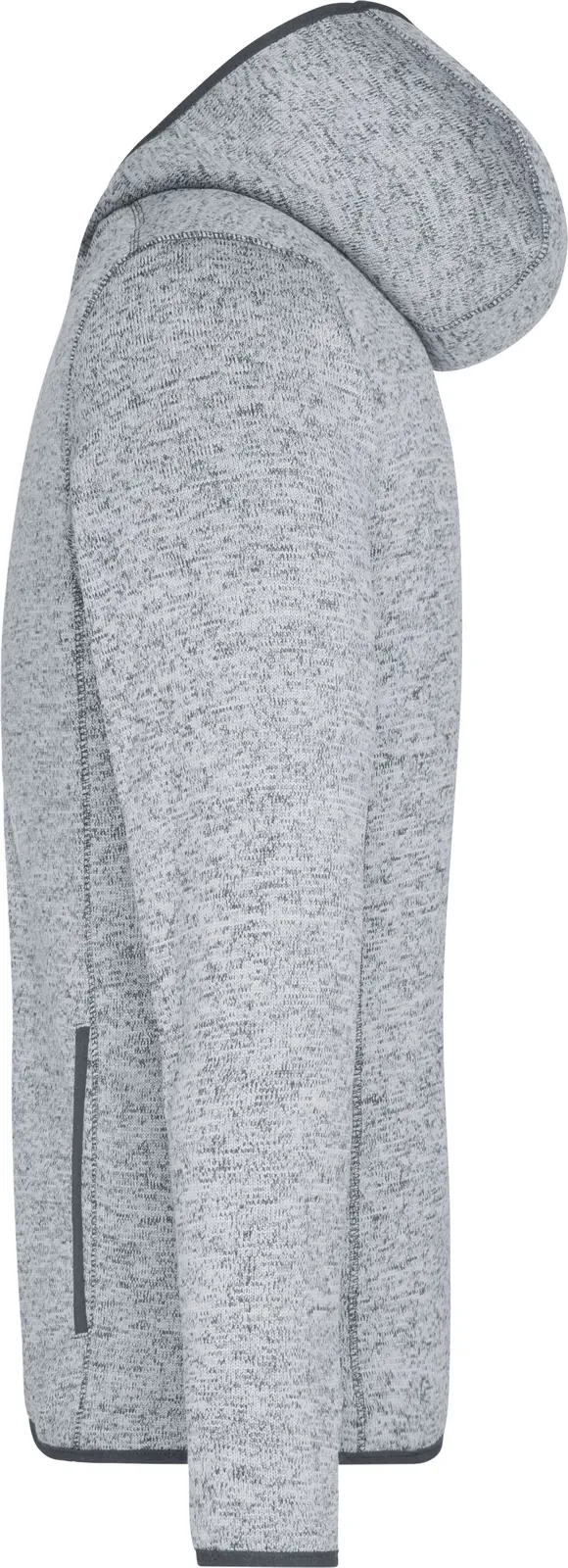 jn589-mens-knitted-fleece-hoody-lightmelange-carbon-left-4 James & Nicholson Men's Knitted Fleece Hoody