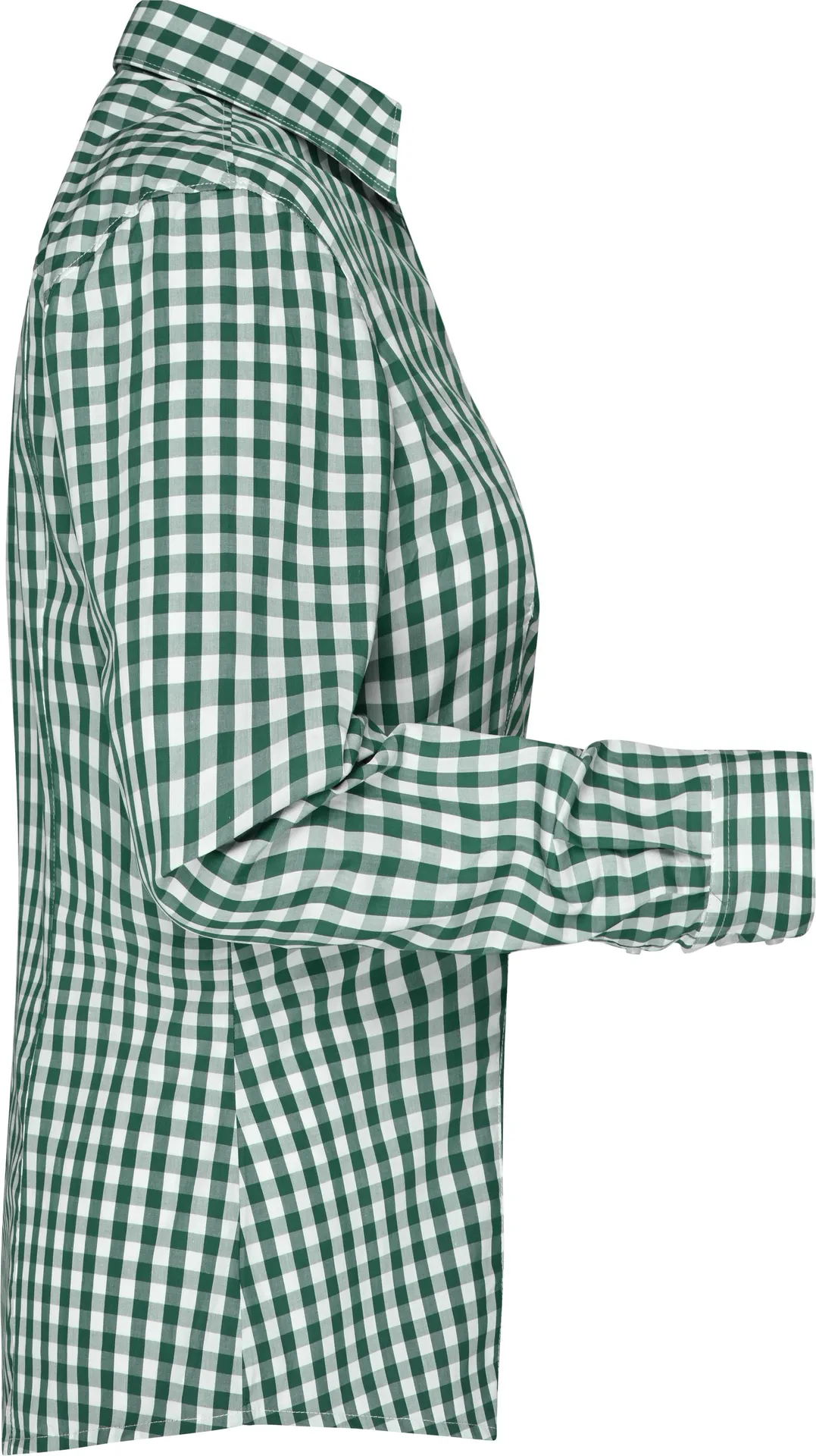 jn616-ladies-checked-blouse-forestgreen-white-right-6 James & Nicholson Ladies Checked Blouse