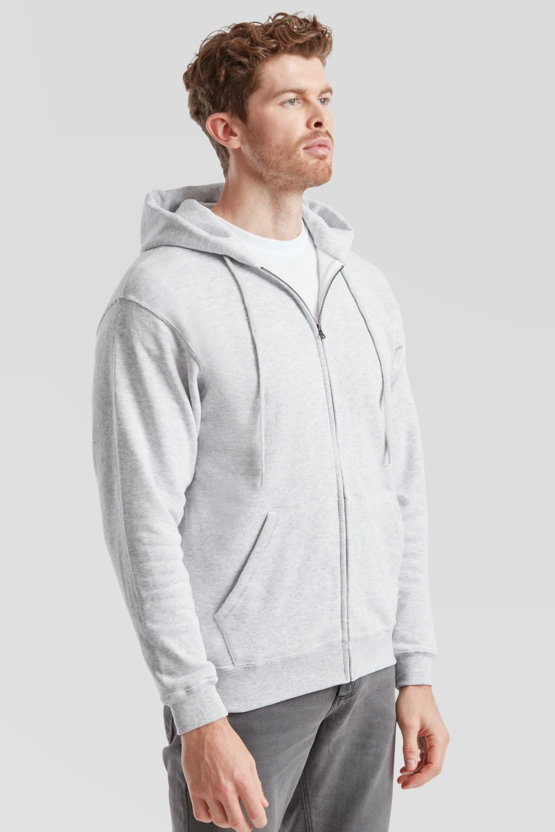 fruit-of-the-loom-62-062-0-classic-hooded-sweat-jacket-heathergrey-model-0 F.O.L. Hooded Sweat Jacket