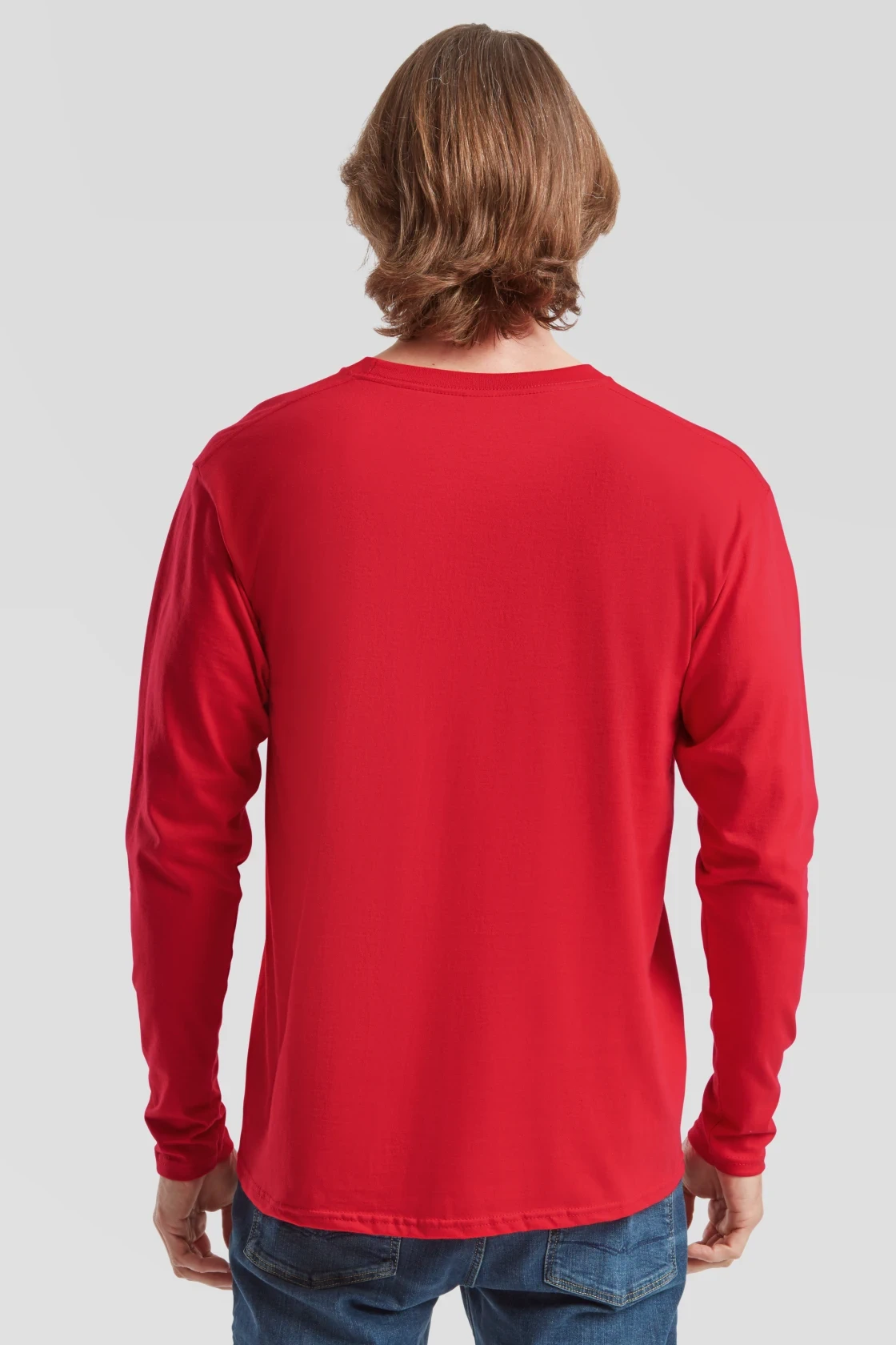 fruit-of-the-loom-61-360-0-iconic-195-long-sleeve-t-shirt-red-model-2 F.O.L. Iconic 195 Long Sleeve T