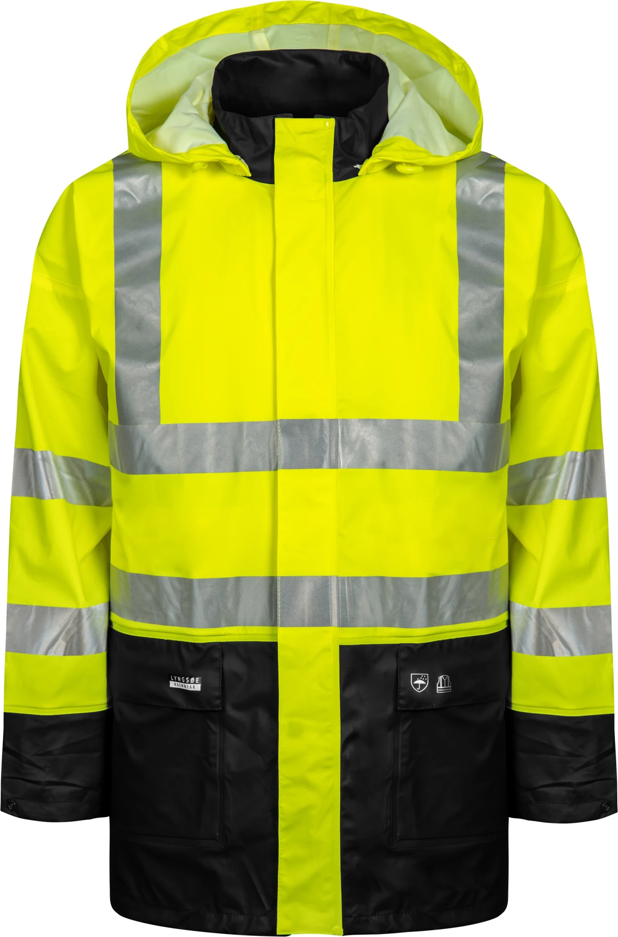lyngsoe-lr37-hi-vis-regenjacke-leuchtgelb-navy-front-1 Lyngsøe LR37 Hi-Vis Regenjacke