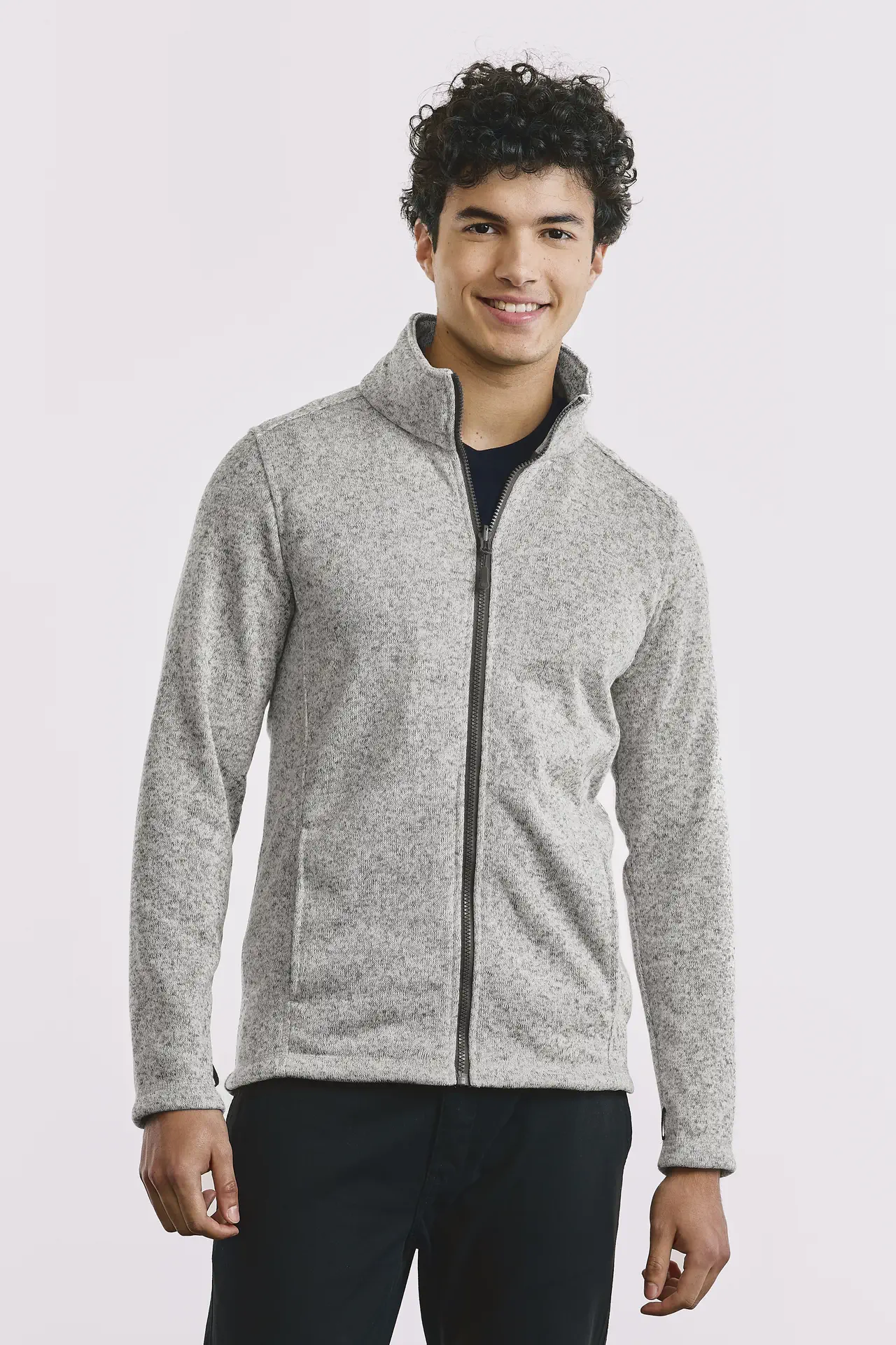 promodoro-7720-mens-knit-fleece-jacket-heathergrey-model-0 Promodoro Men's Knit Fleece Jacket C+