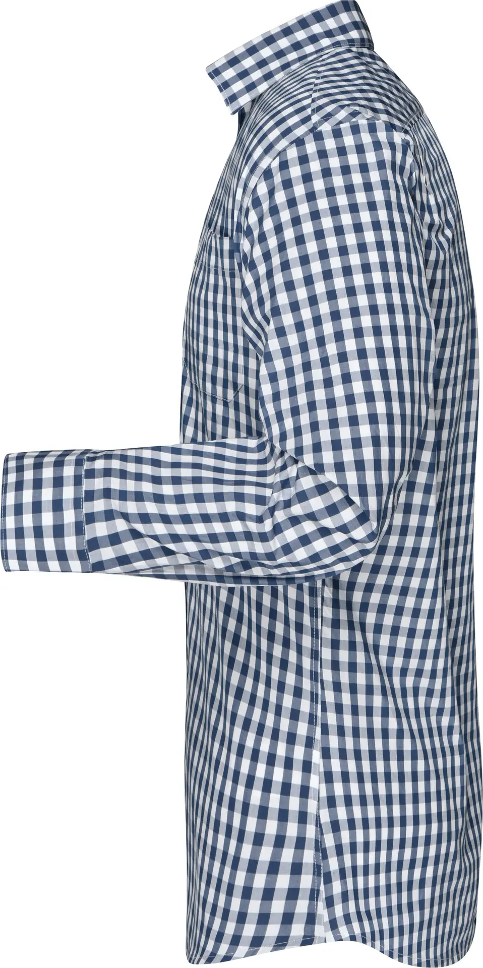 jn617-mens-checked-shirt-navy-white-left-4 James & Nicholson Men's Checked Shirt