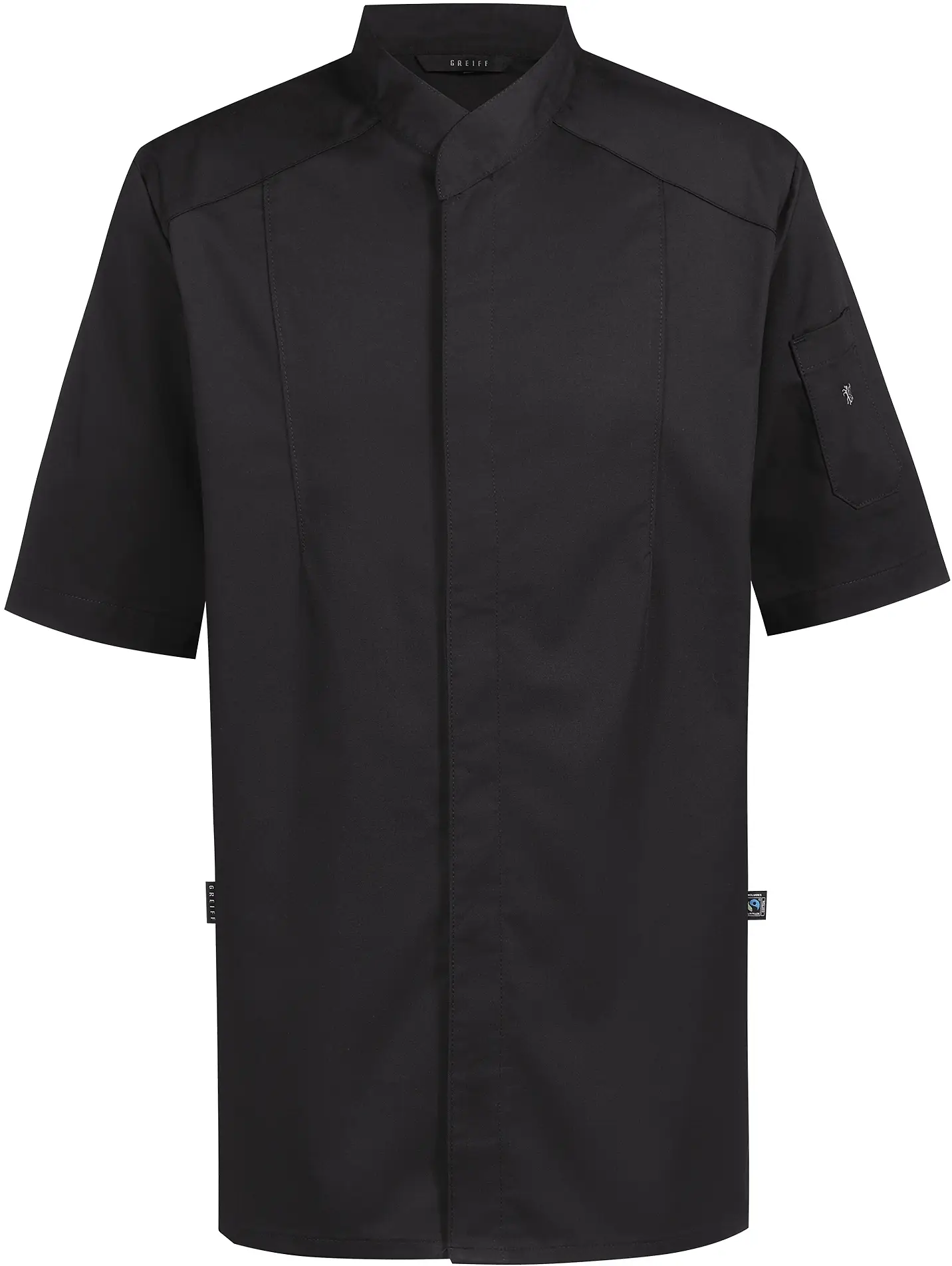 greiff-5573-kochjacke-12-rf_6220_schwarz-front-2 GREIFF Kochjacke kurzarm mit verdeckter Knopfleiste Regular Fit