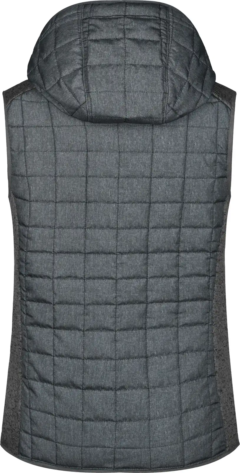 jn767-ladies-knitted-hybrid-vest-greymelange-anthracitemelange-back-5 James & Nicholson Ladies Knitted Hybrid Vest