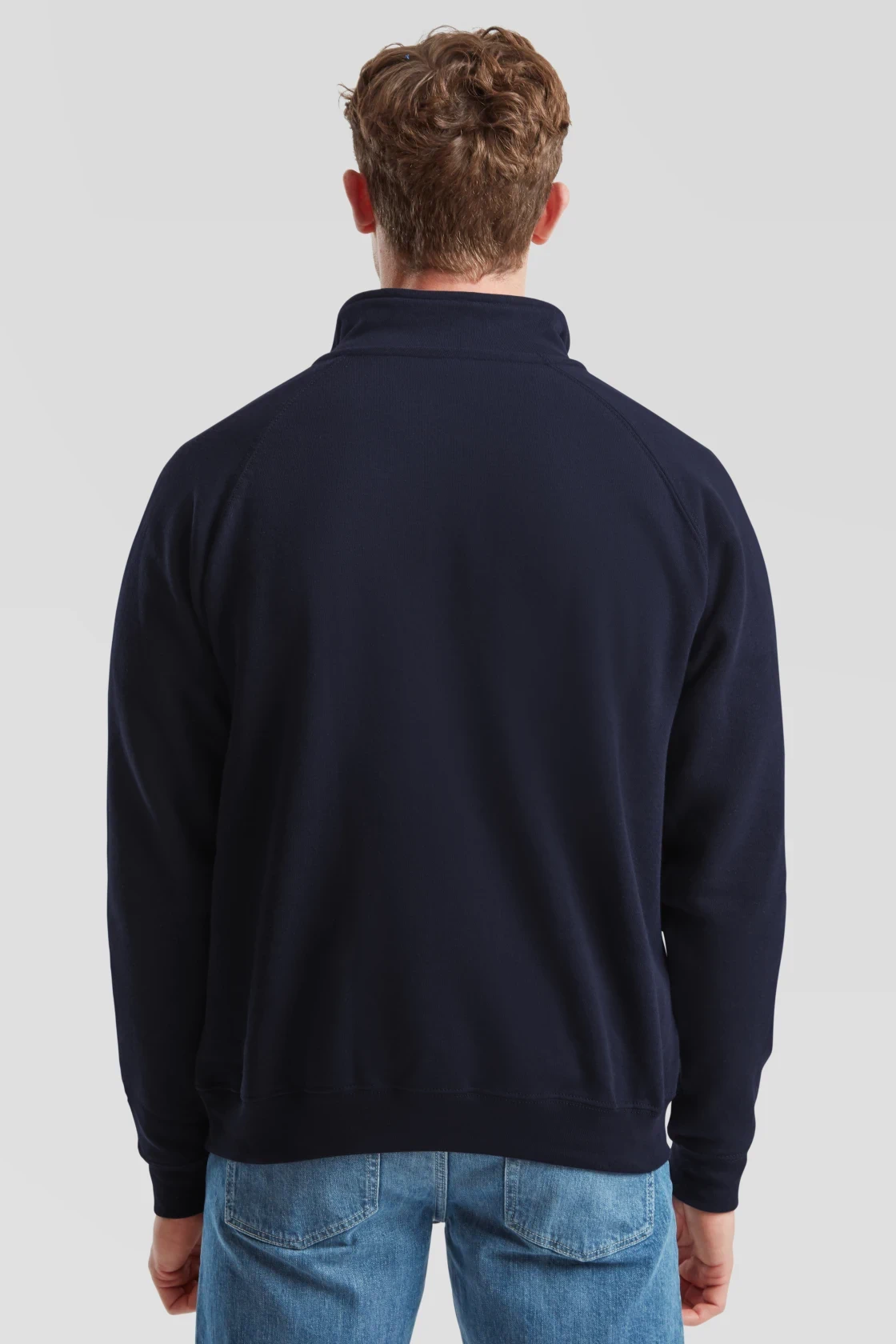 fruit-of-the-loom-62-114-0-classic-zip-neck-sweatshirt-deepnavy-model-2 F.O.L. Zip-Neck Sweat