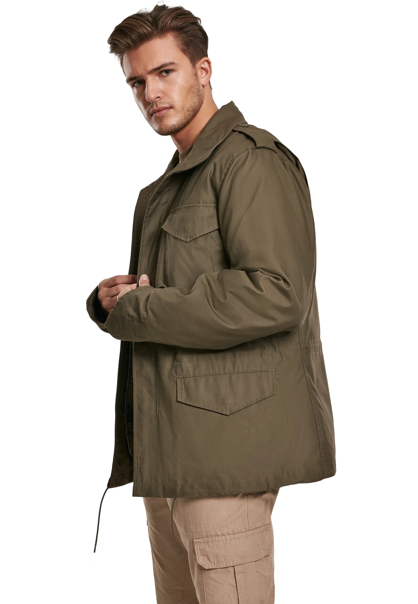 BYB-B3108-m65-standard-jacket-olive-model-1 Build Your Brand M-65 Standard Jacket