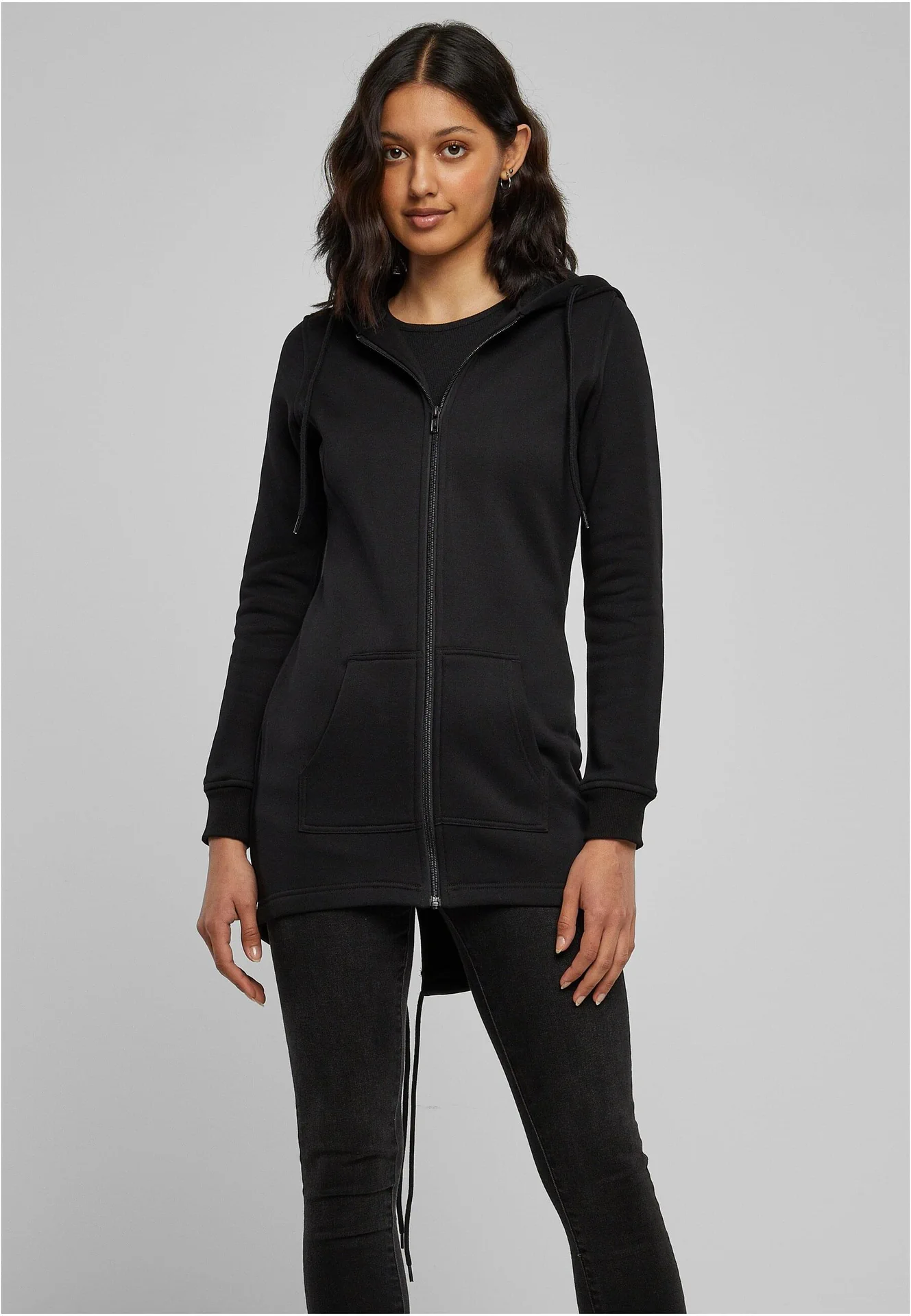 BYB-BY148-ladies-sweat-parka-black-model-0 Build Your Brand Ladies Sweat Parka