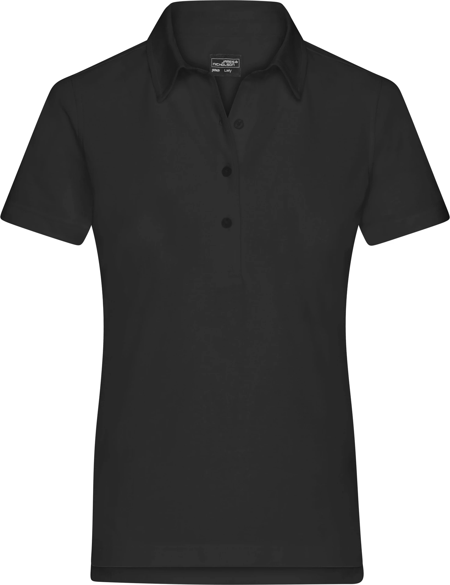 jn969-ladies-plain-poloshirt-black-front-3 James & Nicholson Ladies Plain Polo