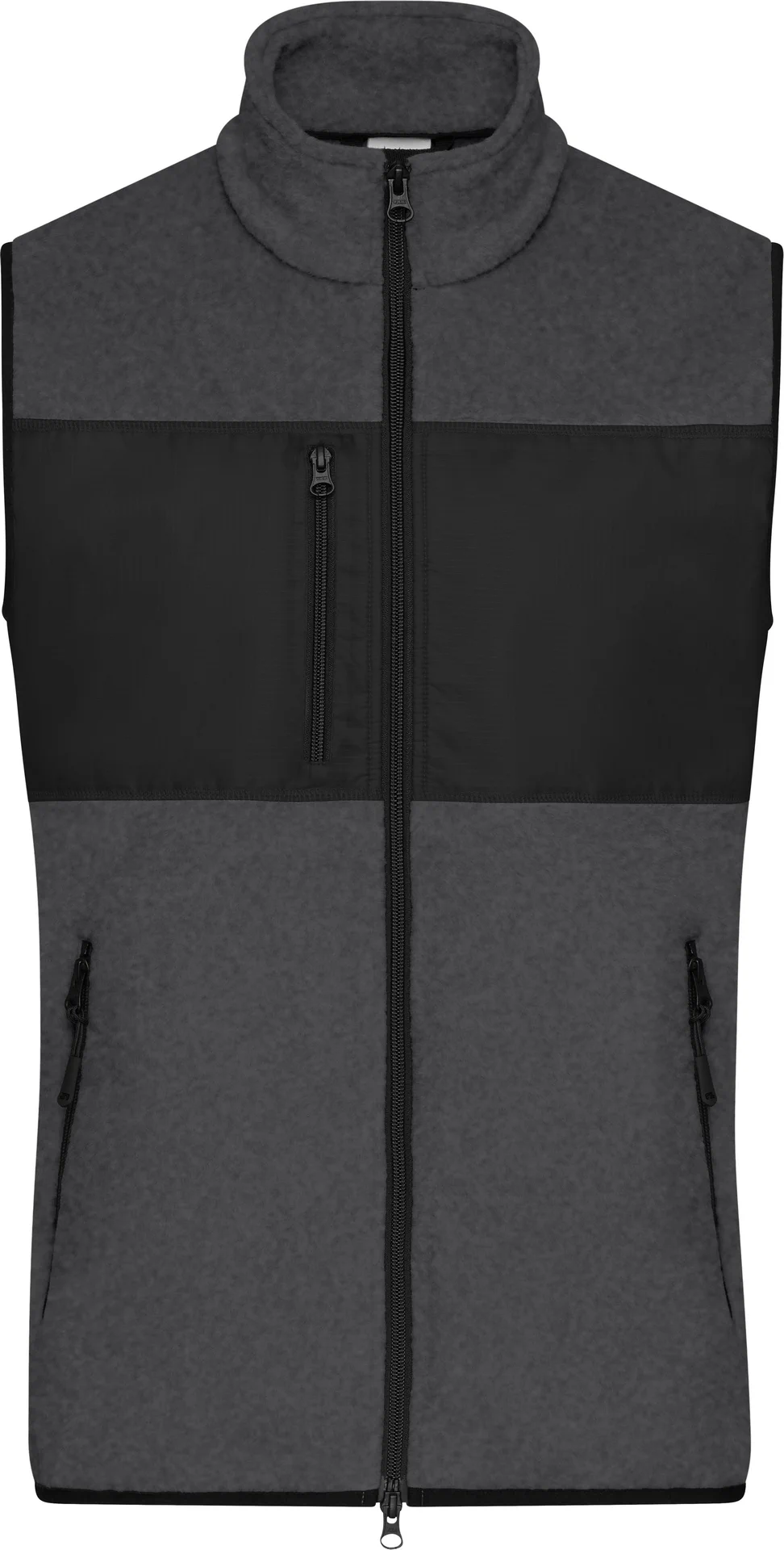 jn1310-mens-fleece-vest-darkmelange-black-front-3 James & Nicholson Men´s Fleece Vest