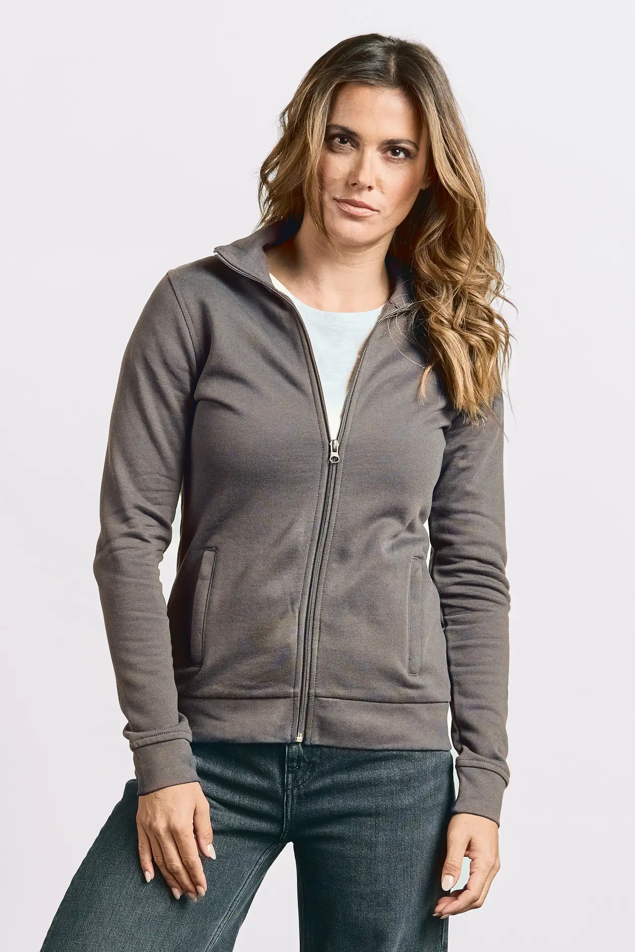 promodoro-5295-womens-jacket-stand-up-collar-steelgrey-model-0 Promodoro Women's Jacket Stand-Up Collar
