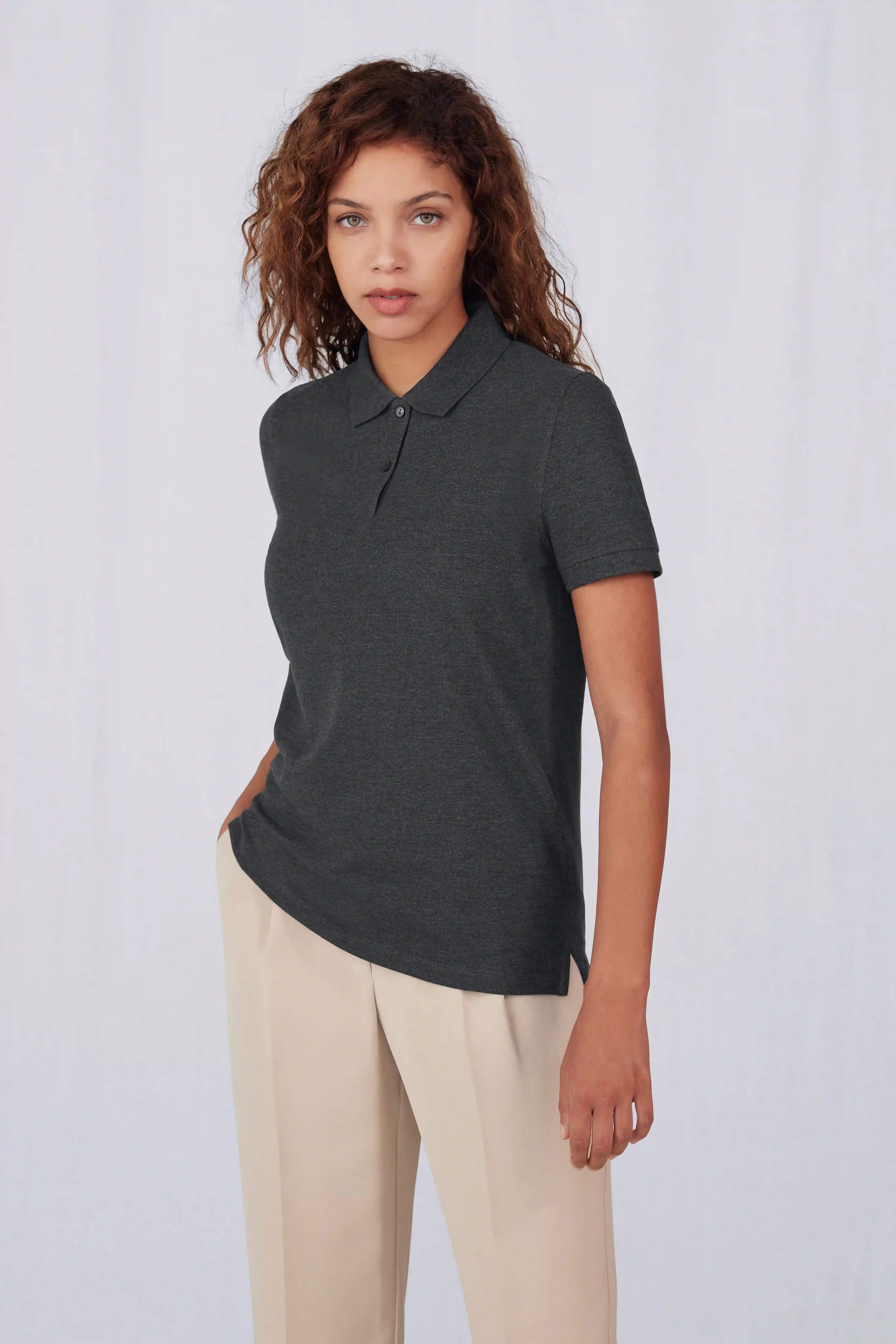 bc-pw463-my-polo-210-women-heather-tarmac-model-3 B&C My Polo 210 Women