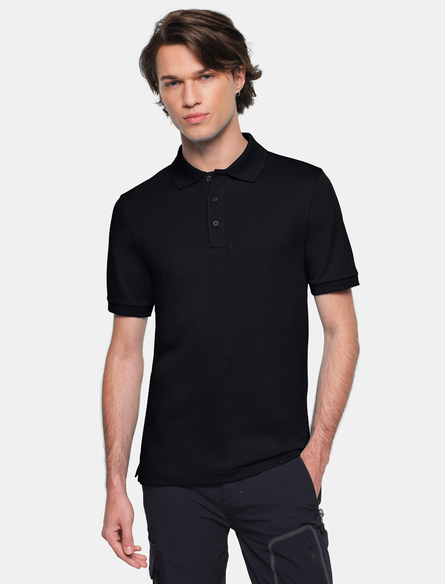 hakro-814-cotton-tec-poloshirt-schwarz-model-0 HAKRO Poloshirt 814 Cotton-Tec
