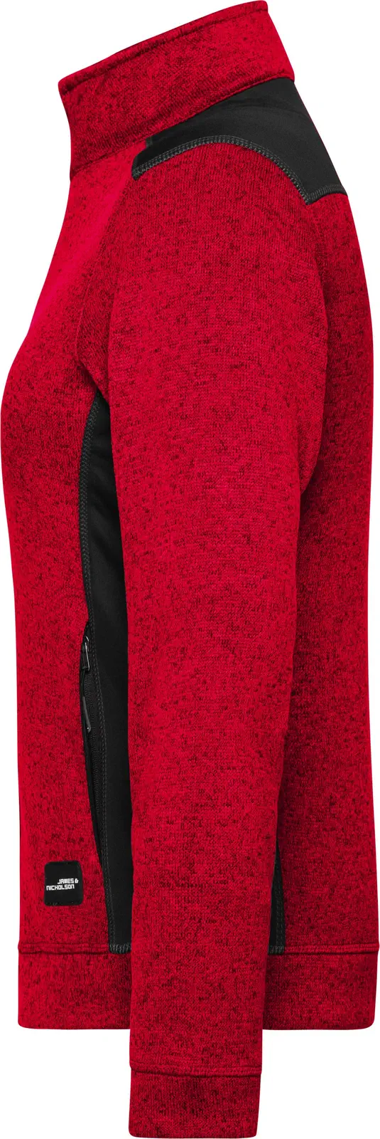 jn861-ladies-knitted-workwear-fleece-jacket-redmelange-black-left-4 James & Nicholson Ladies Knitted Workwear Fleece Jacket -STRONG-