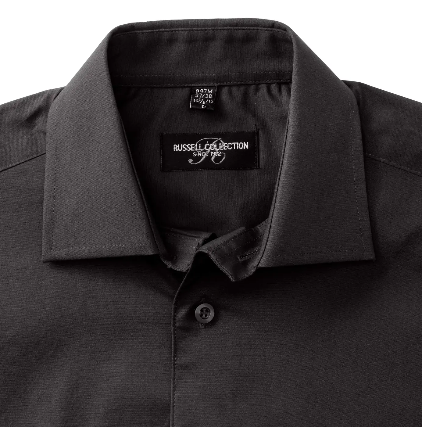russell-r947m-mens-short-sleeve-easy-care-fitted-shirt-black-detail-6 Russell Men's Short Sleeve Easy Care Fitted Shirt