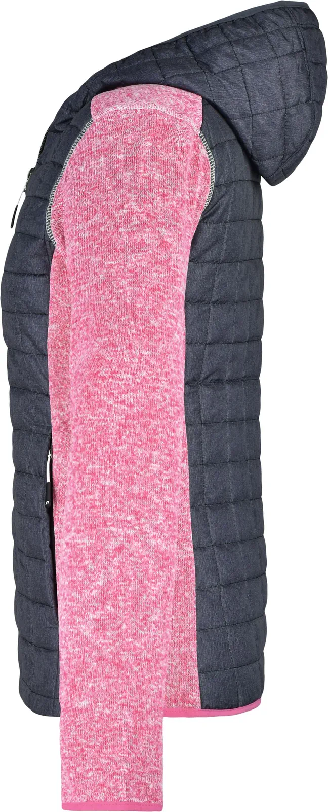 jn771-ladies-knitted-hybrid-jacket-pinkmelange-anthracitemelange-left-4 James & Nicholson Ladies Knitted Hybrid Jacket