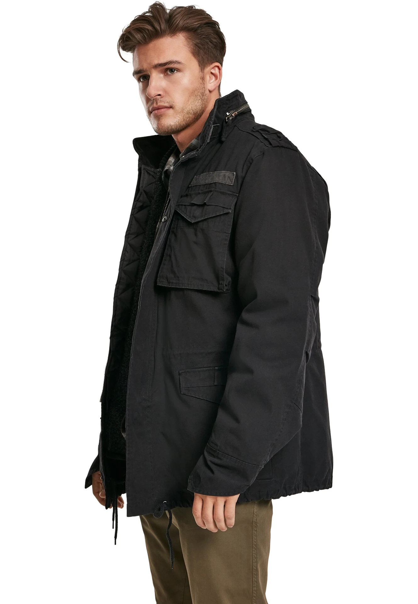 BYB-B3101-m65-giant-jacket-black-model-1 Build Your Brand M-65 Giant Jacket